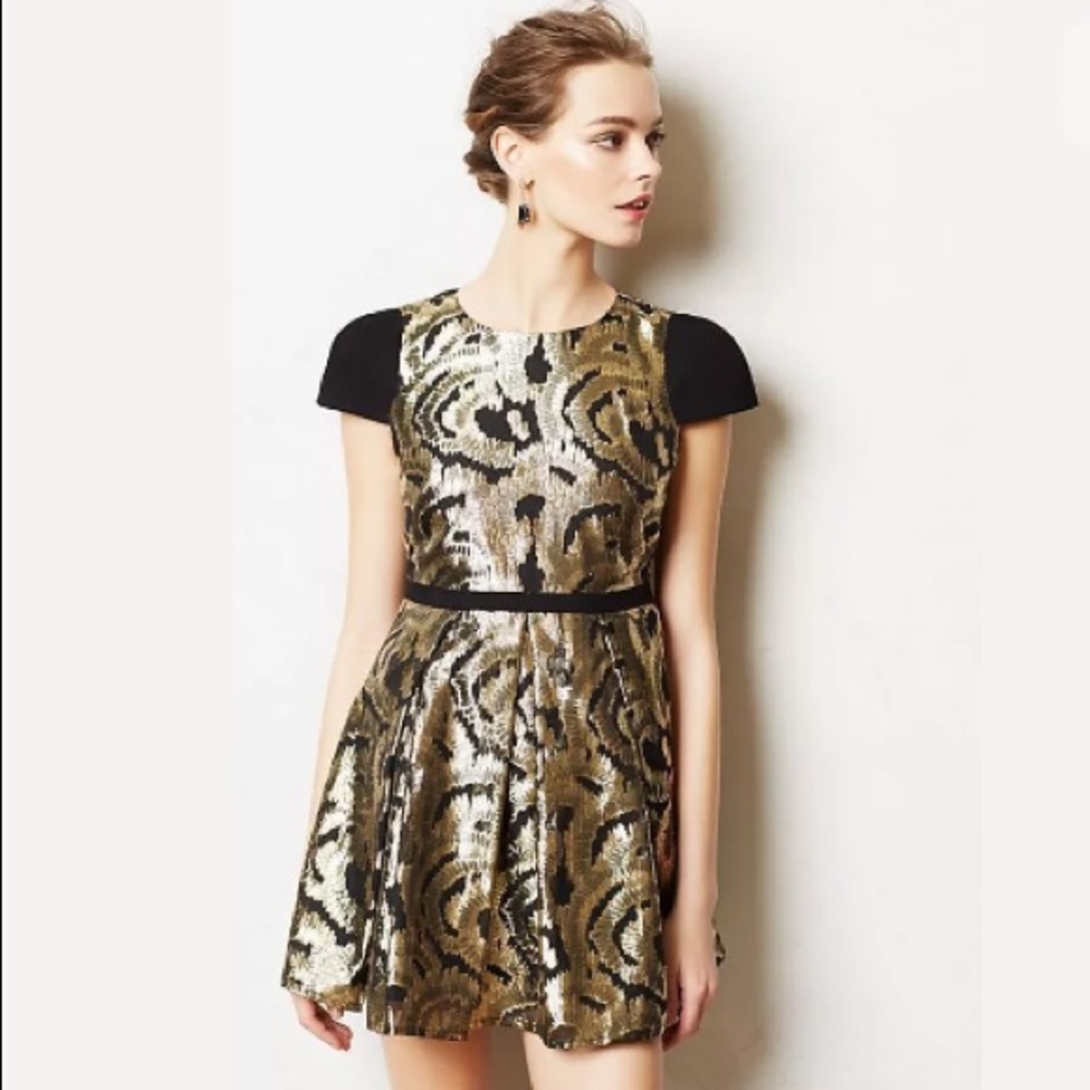 Anthro Hunter & Dixon black/gold dress (NWT)
